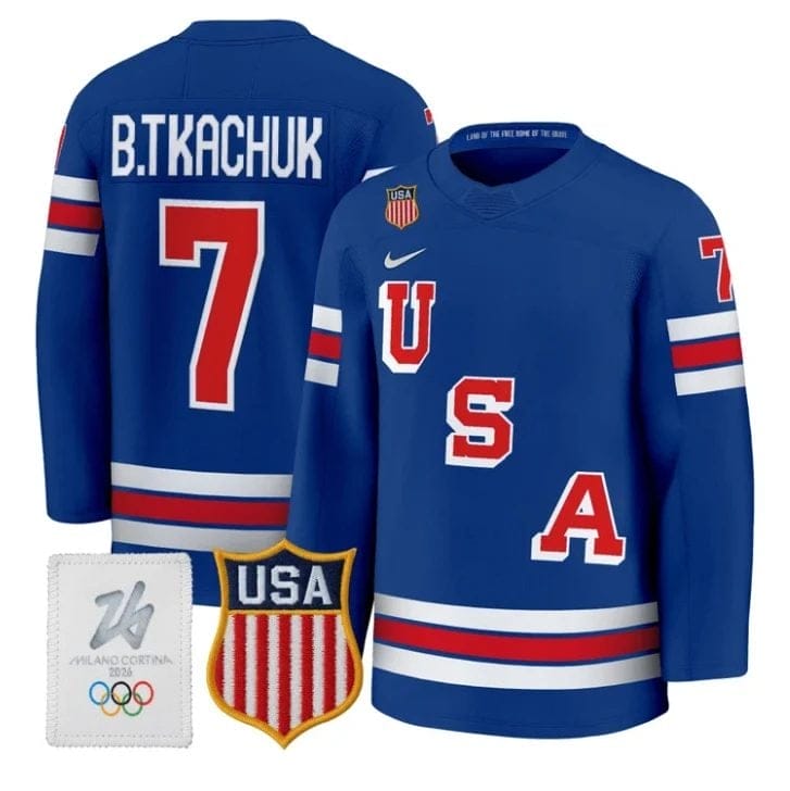 Brady Tkachuk Jersey #7 USA Olympic 2026 Premium Hockey All Stitched