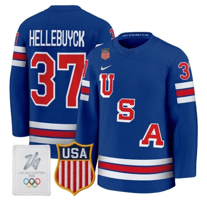 Connor Hellebuyck Jersey #37 USA Olympic 2026 Premium Hockey All Stitched