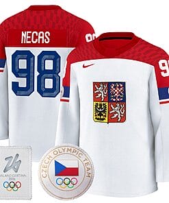 Martin Necas Jersey #98 Czechia Olympic 2026 Premium Hockey Stitched White