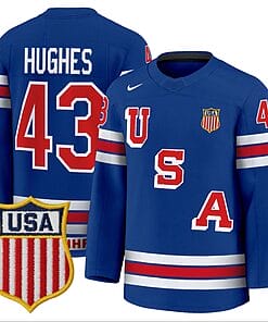 Quinn Hughes Jersey #43 USA Olympic 2026 Premium Hockey Stitched