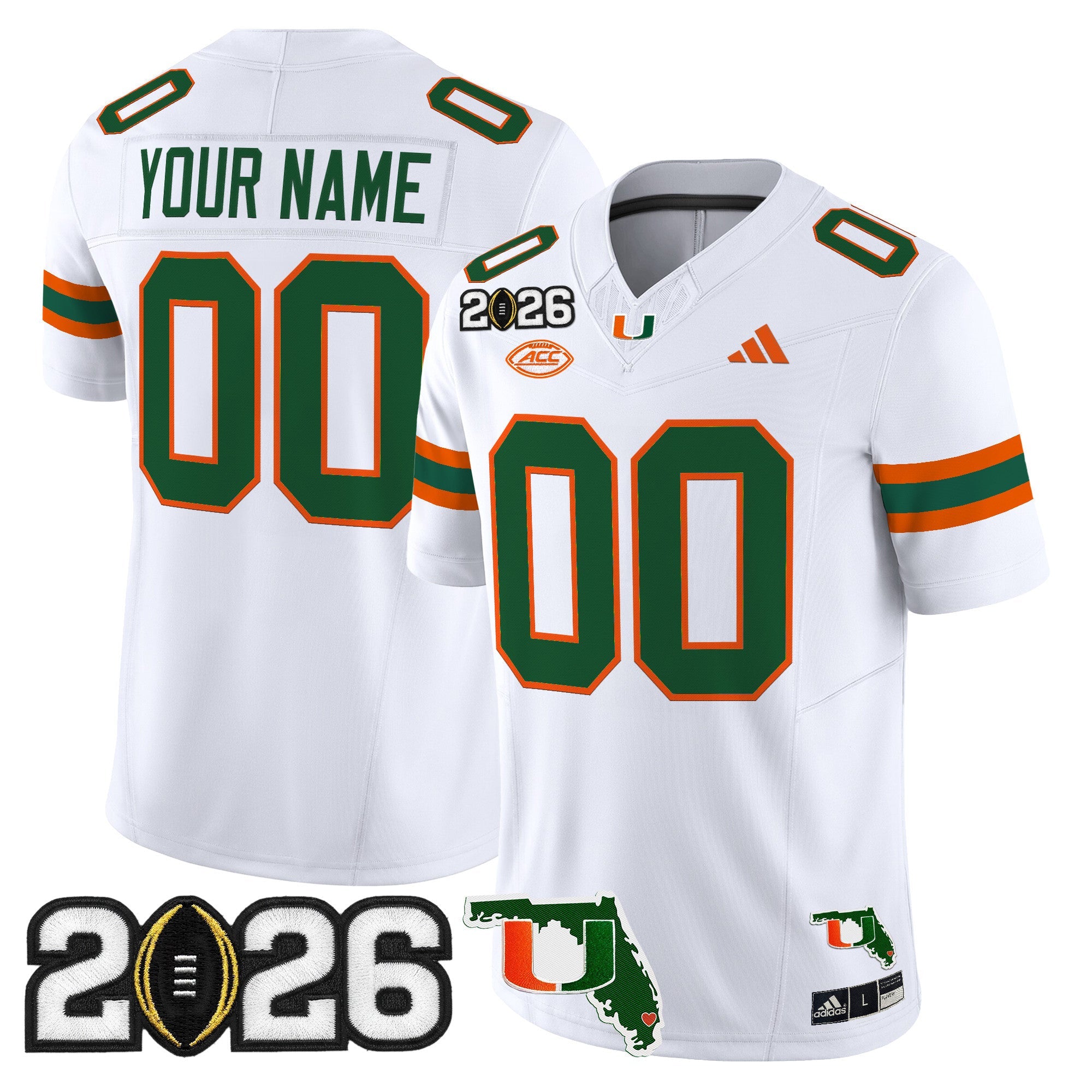 Miami Hurricanes 2026 CFP Final & Florida Patch Vapor Limited Custom Jersey - Stitched by Digigearus