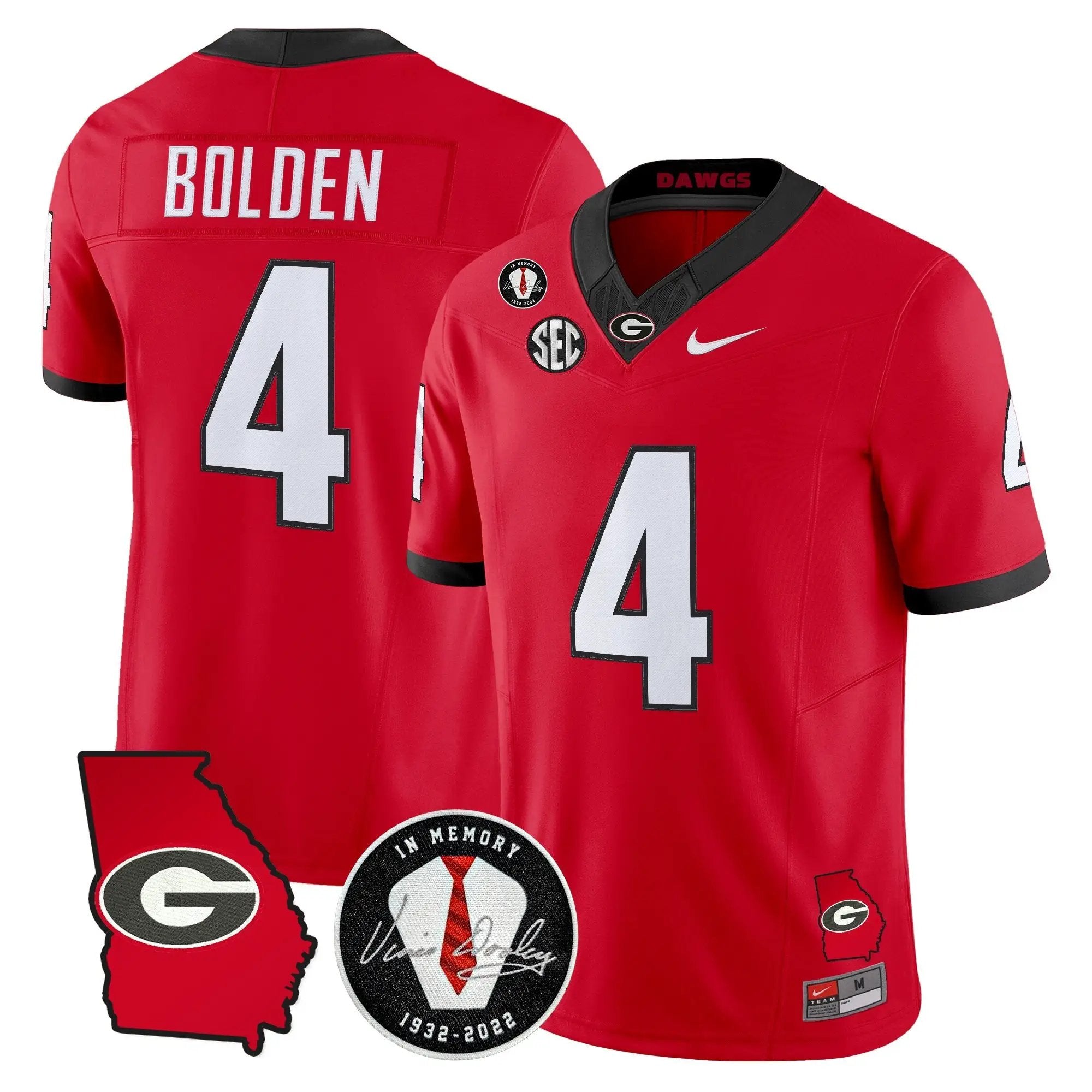 Georgia Bulldogs 2026 Georgia Map & Vince Dooley Patch Vapor Limited Jersey - Stitched by Digigearus