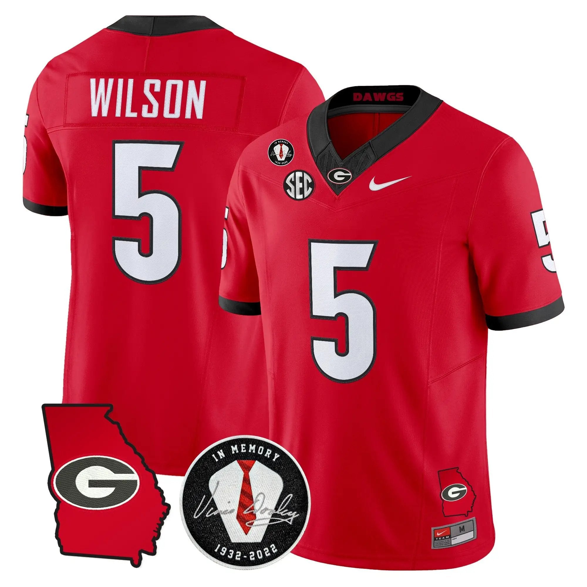 Georgia Bulldogs 2026 Georgia Map & Vince Dooley Patch Vapor Limited Jersey - Stitched by Digigearus