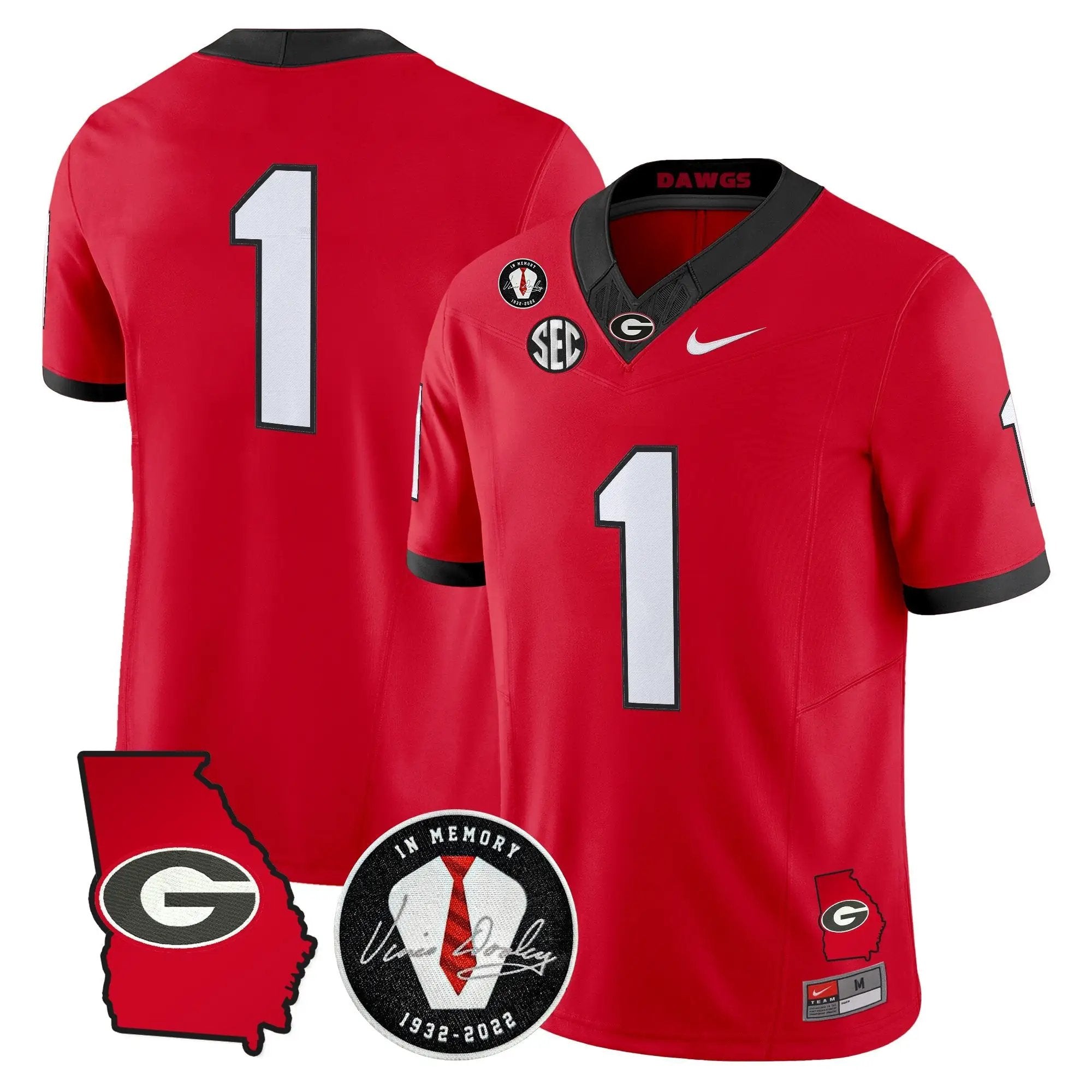 Georgia Bulldogs 2026 Georgia Map & Vince Dooley Patch Vapor Limited Jersey - Stitched by Digigearus