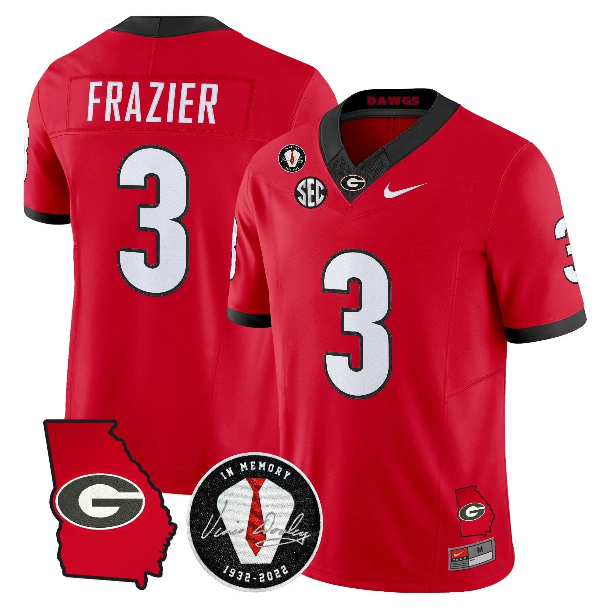 Georgia Bulldogs 2026 Georgia Map & Vince Dooley Patch Vapor Limited Jersey - Stitched by Digigearus