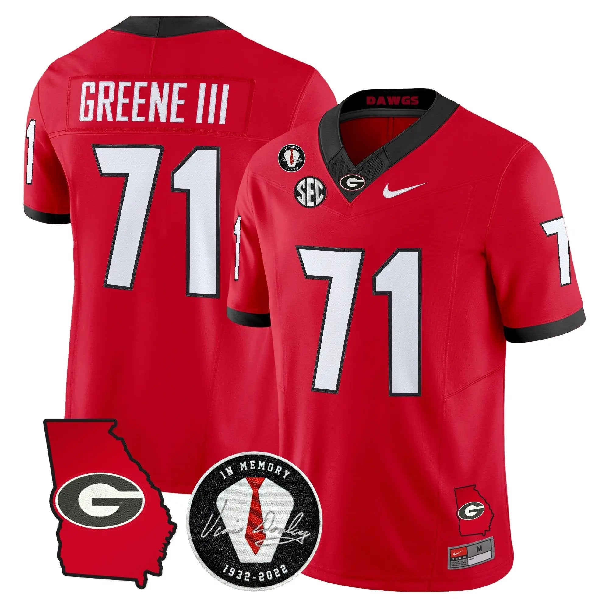 Georgia Bulldogs 2026 Georgia Map & Vince Dooley Patch Vapor Limited Jersey - Stitched by Digigearus