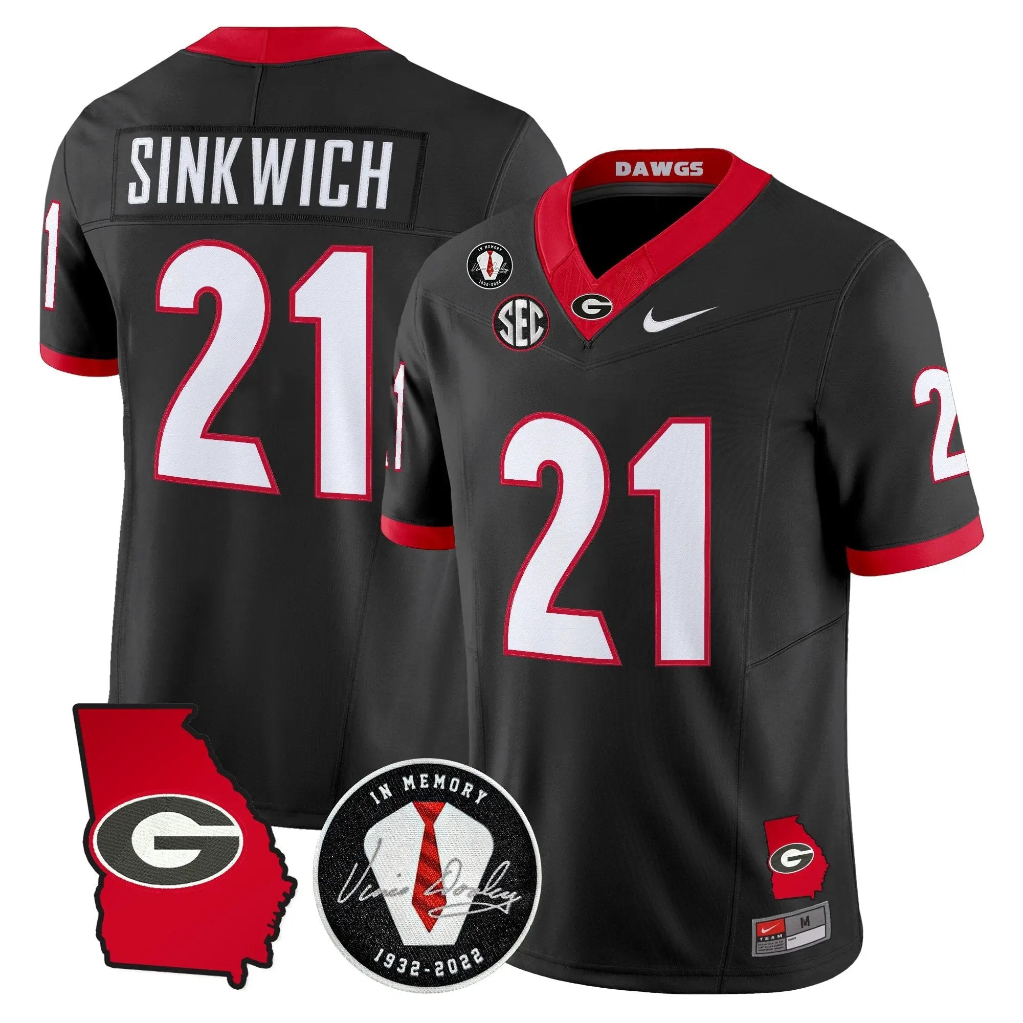 Georgia Bulldogs 2026 Georgia Map & Vince Dooley Patch Vapor Limited Jersey - Stitched by Digigearus