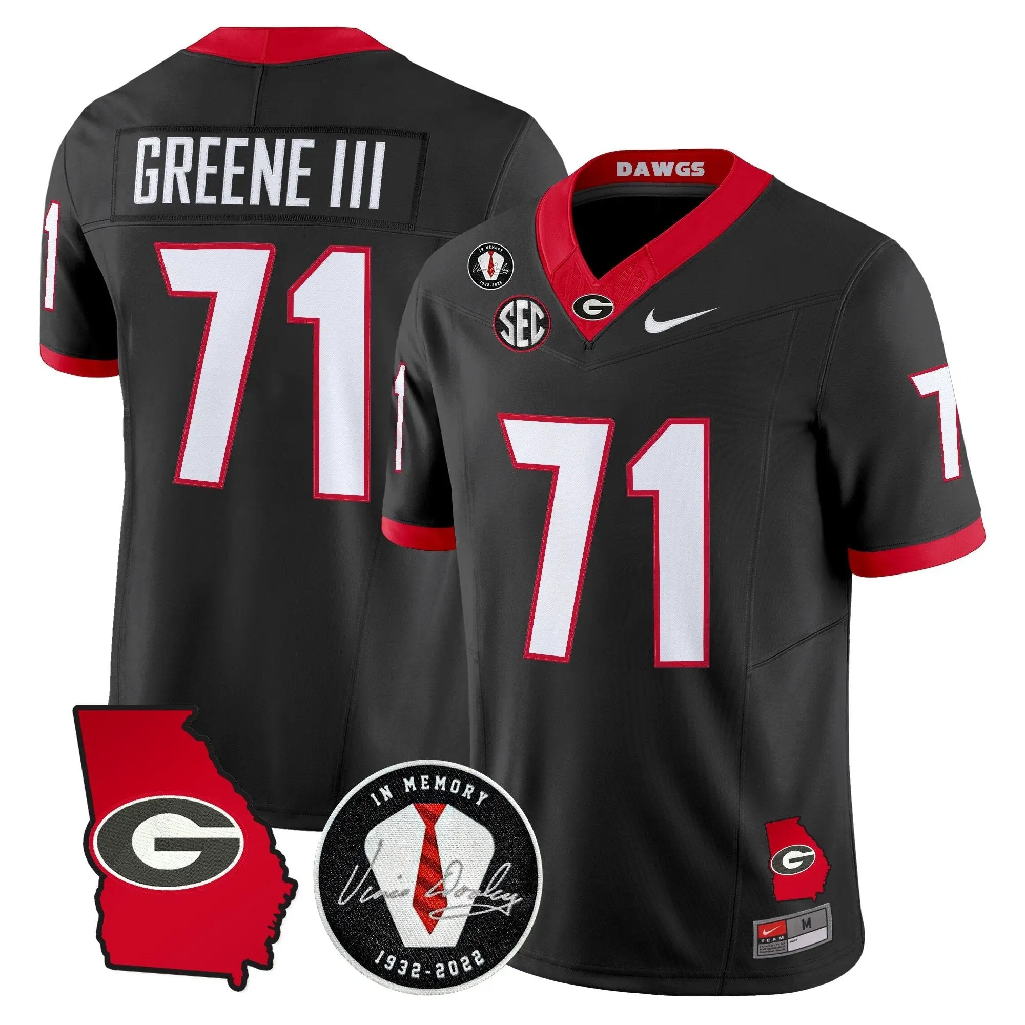 Georgia Bulldogs 2026 Georgia Map & Vince Dooley Patch Vapor Limited Jersey - Stitched by Digigearus