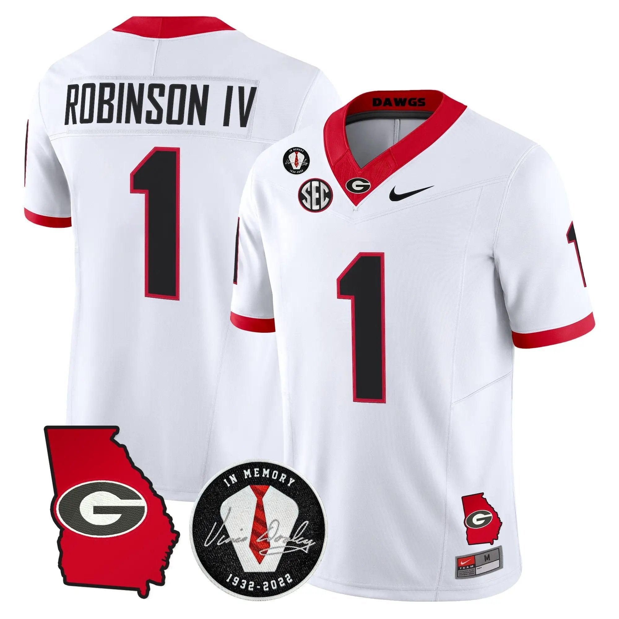 Georgia Bulldogs 2026 Georgia Map & Vince Dooley Patch Vapor Limited Jersey - Stitched by Digigearus