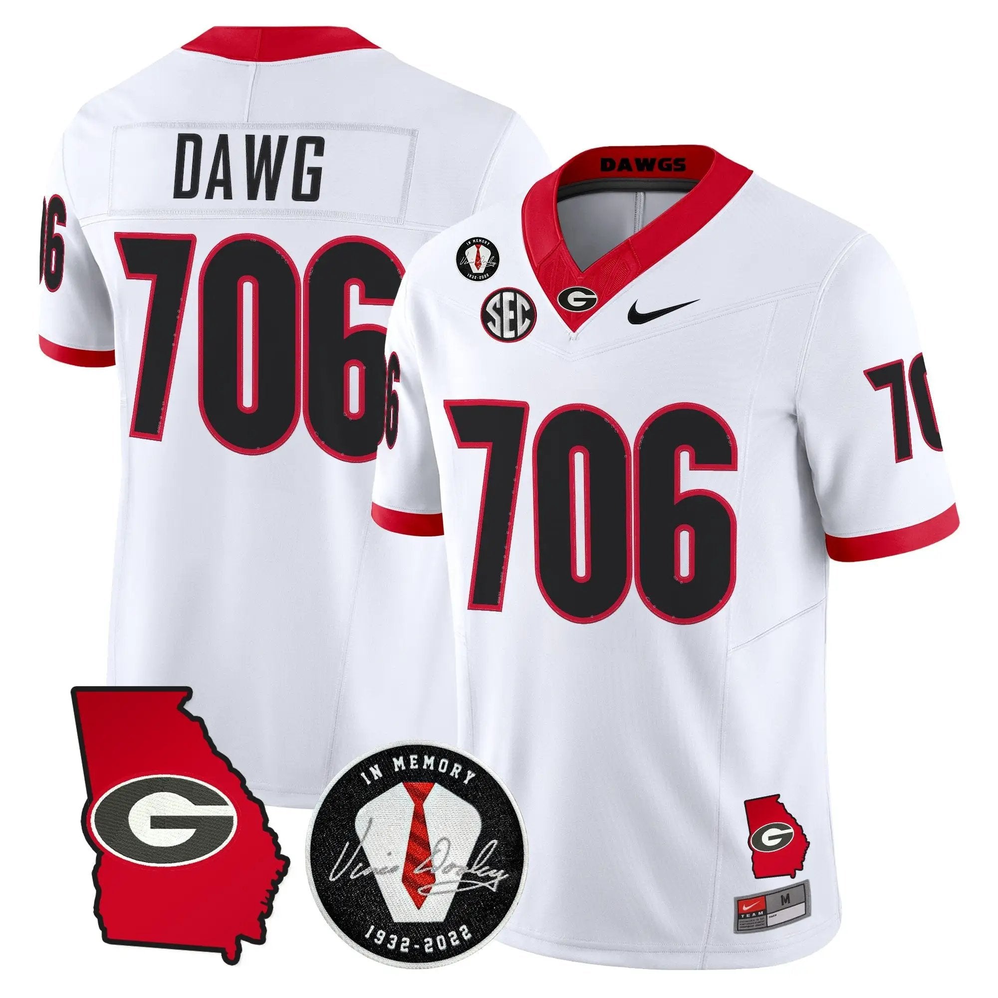 Georgia Bulldogs 2026 Georgia Map & Vince Dooley Patch Vapor Limited Jersey - Stitched by Digigearus
