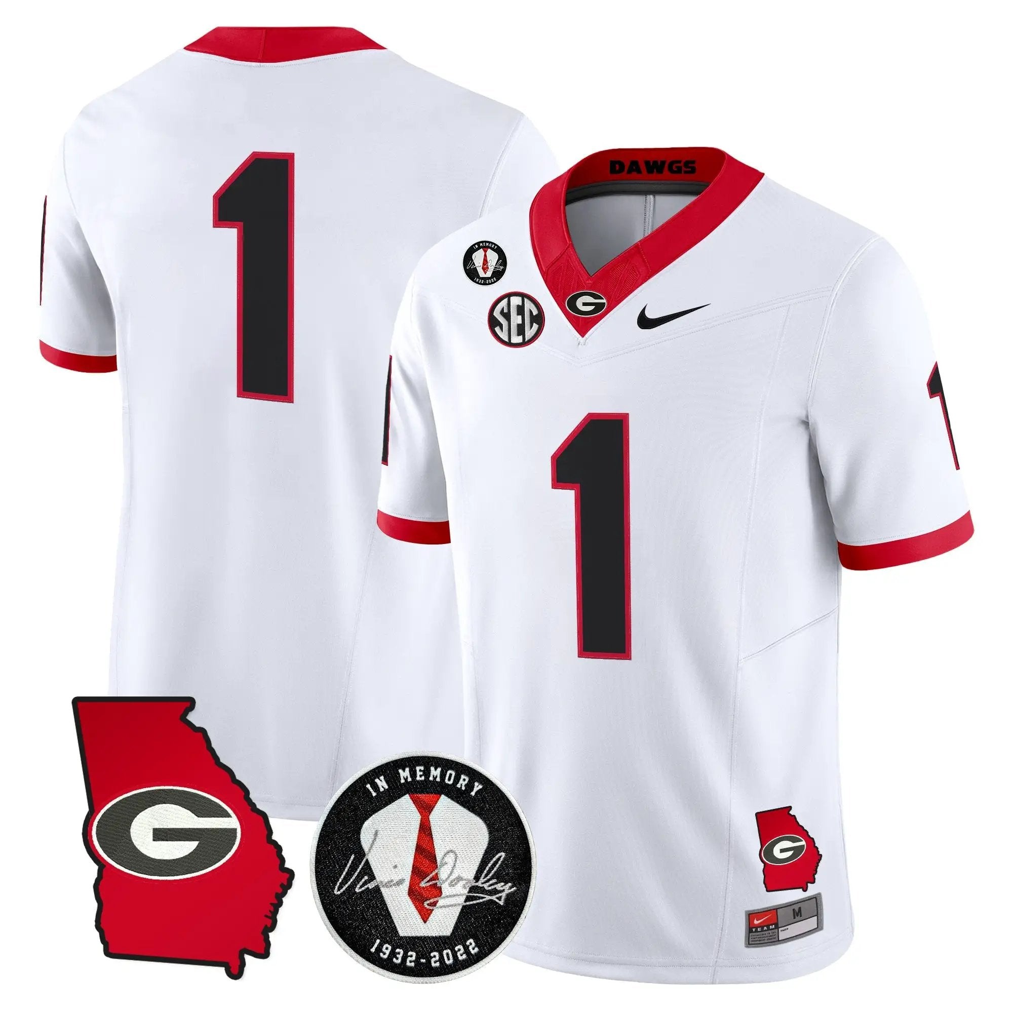 Georgia Bulldogs 2026 Georgia Map & Vince Dooley Patch Vapor Limited Jersey - Stitched by Digigearus