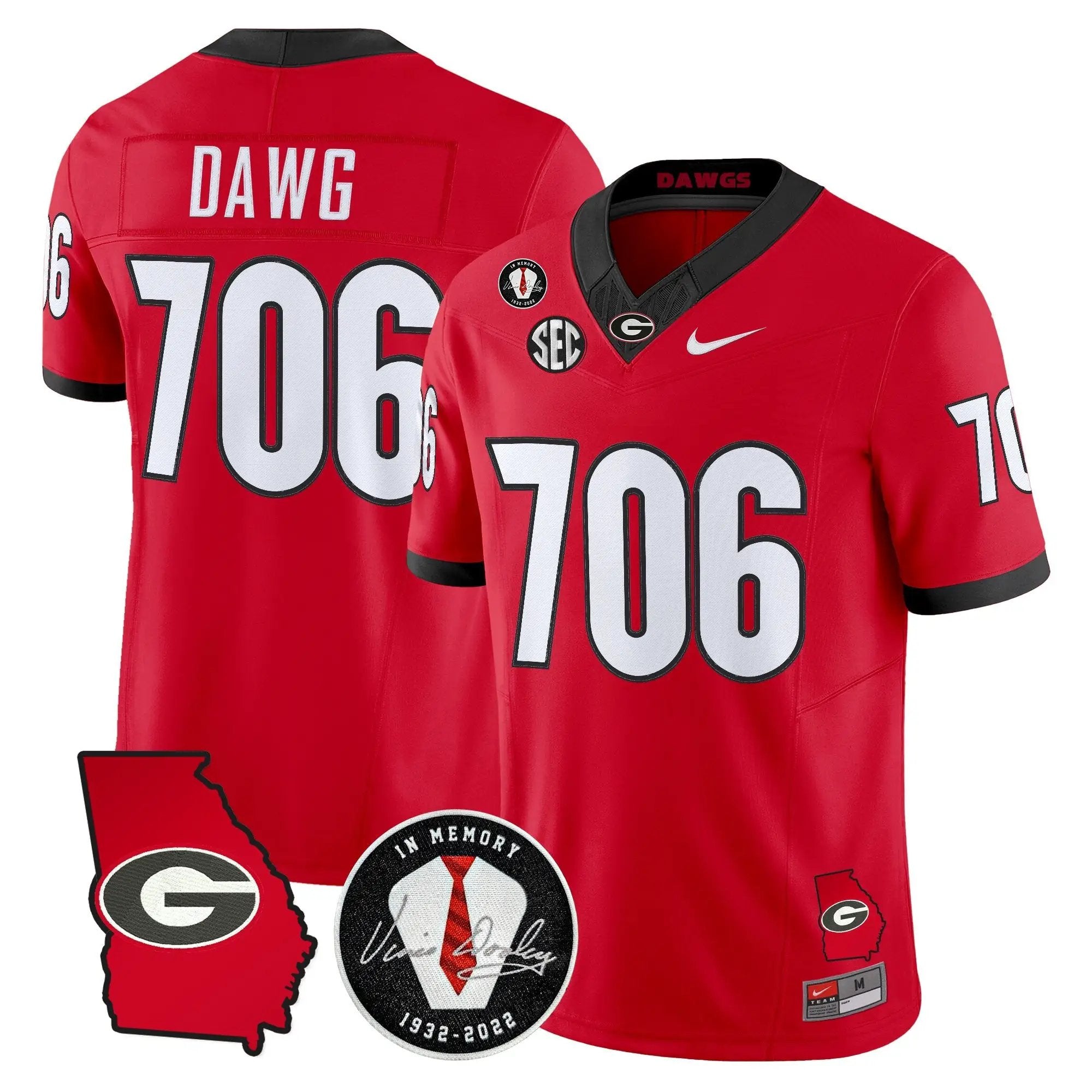 Georgia Bulldogs 2026 Georgia Map & Vince Dooley Patch Vapor Limited Jersey - Stitched by Digigearus