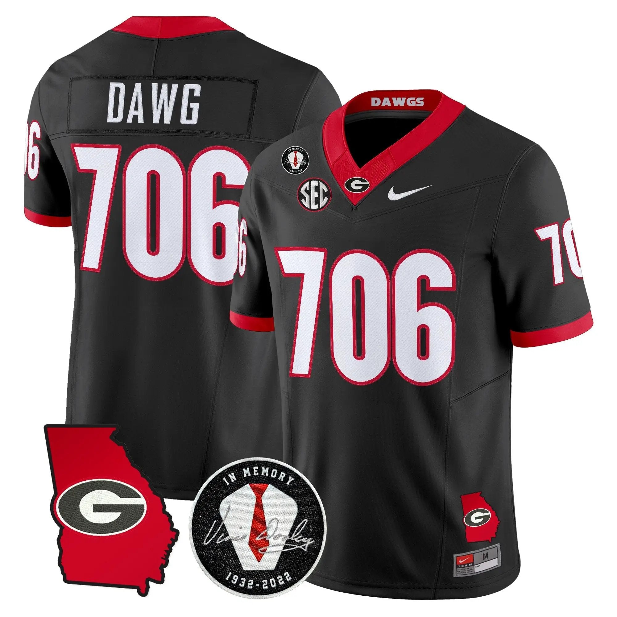 Georgia Bulldogs 2026 Georgia Map & Vince Dooley Patch Vapor Limited Jersey - Stitched by Digigearus