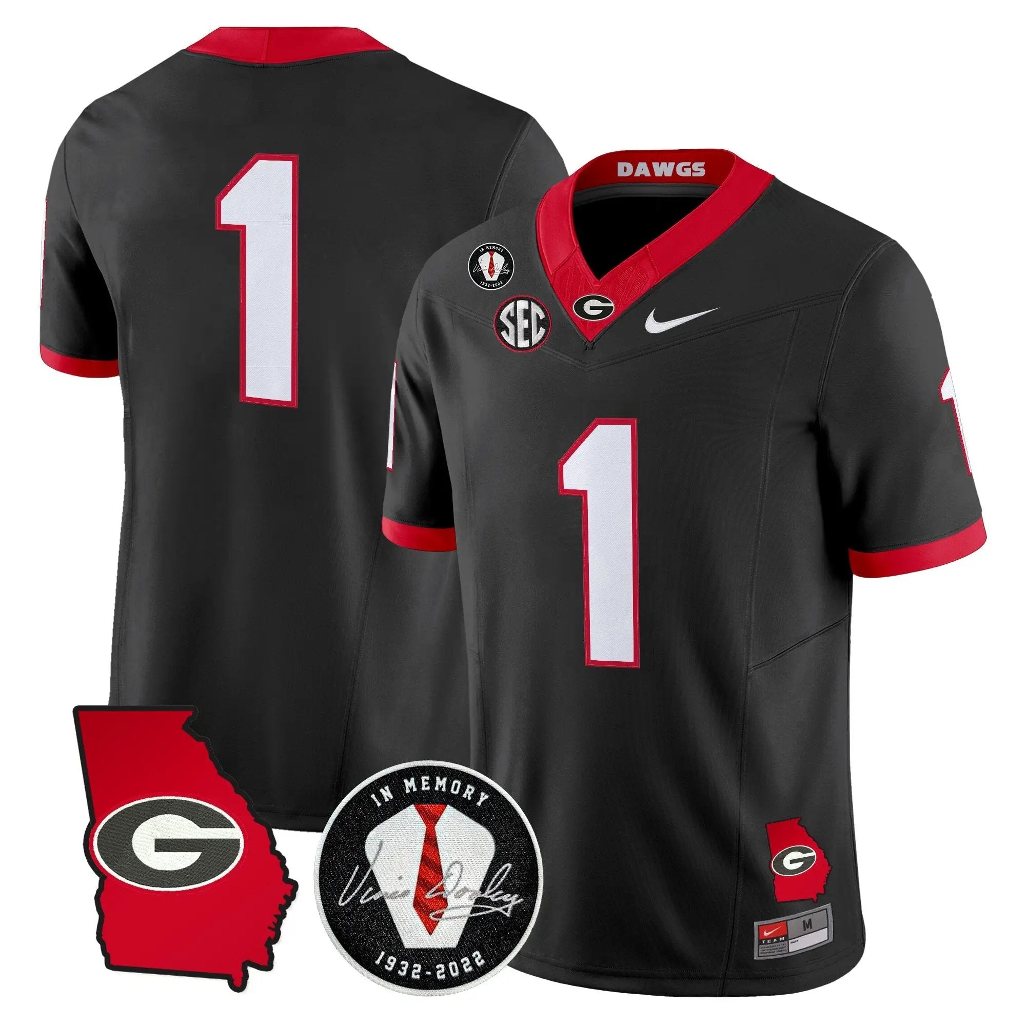Georgia Bulldogs 2026 Georgia Map & Vince Dooley Patch Vapor Limited Jersey - Stitched by Digigearus