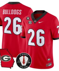 Georgia Bulldogs 2026 Georgia Map & Vince Dooley Patch Vapor Limited Jersey - Stitched by Digigearus