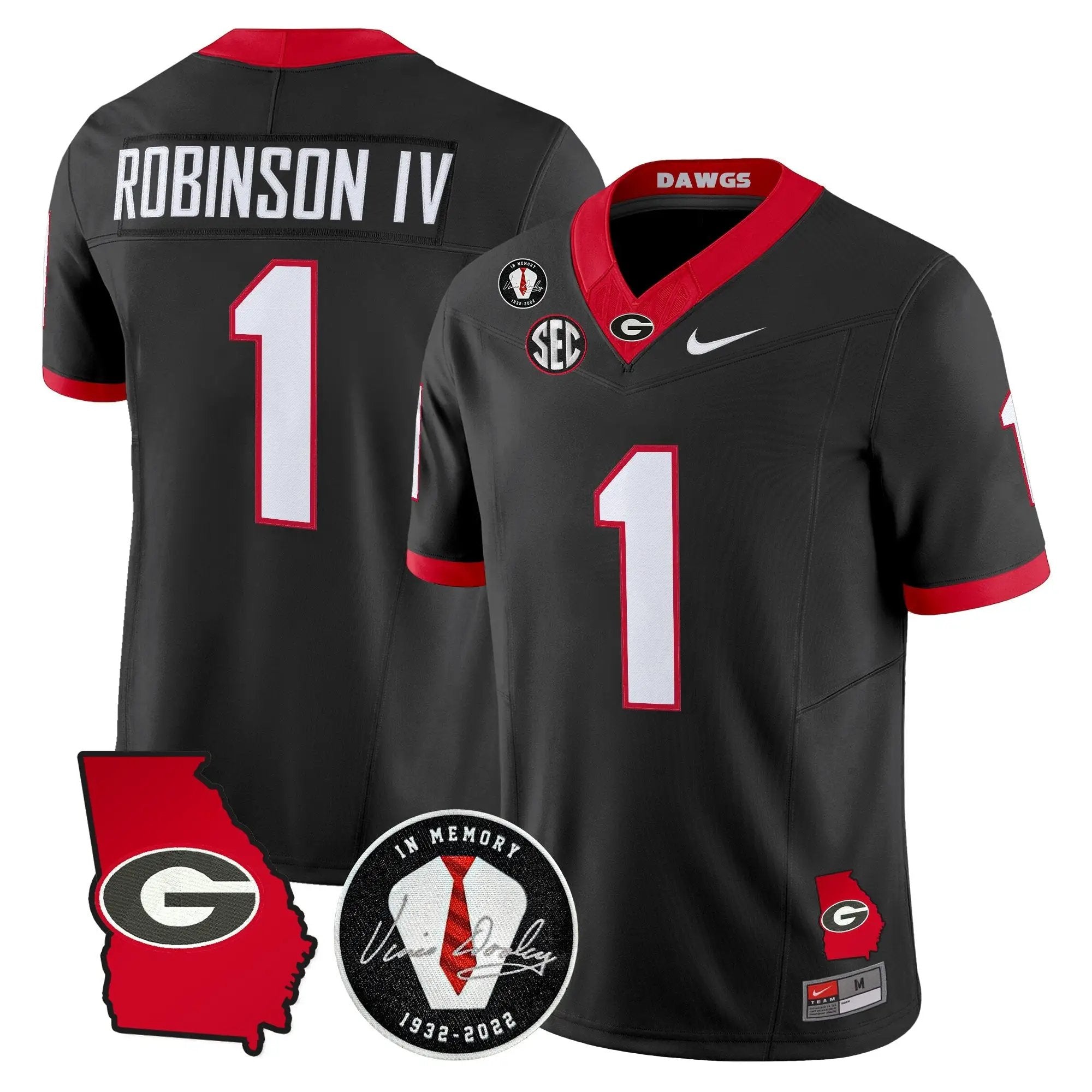 Georgia Bulldogs 2026 Georgia Map & Vince Dooley Patch Vapor Limited Jersey - Stitched by Digigearus