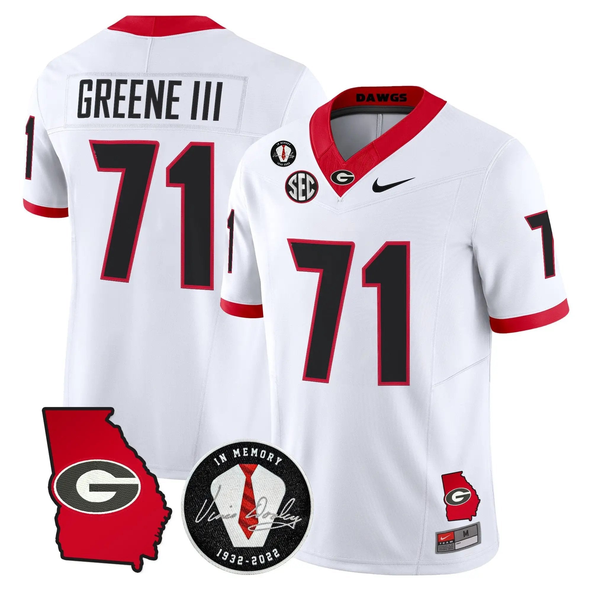 Georgia Bulldogs 2026 Georgia Map & Vince Dooley Patch Vapor Limited Jersey - Stitched by Digigearus