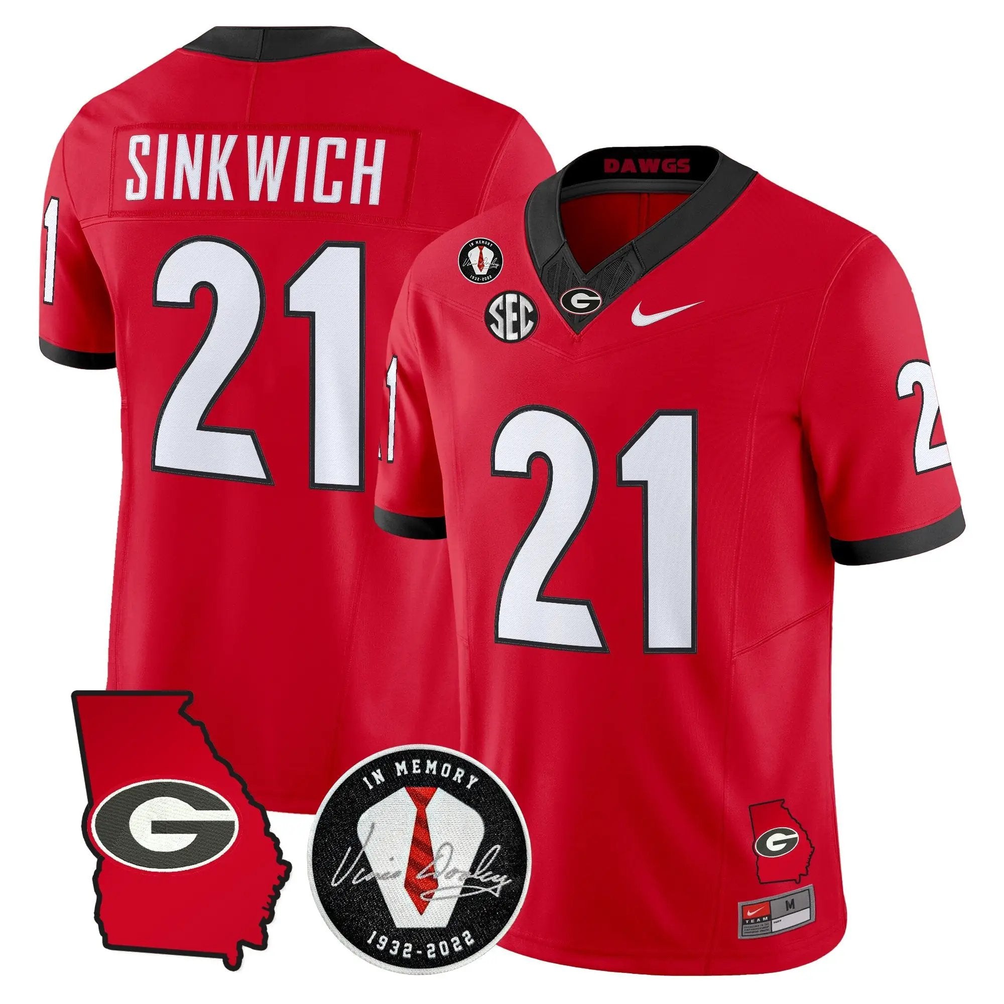 Georgia Bulldogs 2026 Georgia Map & Vince Dooley Patch Vapor Limited Jersey - Stitched by Digigearus