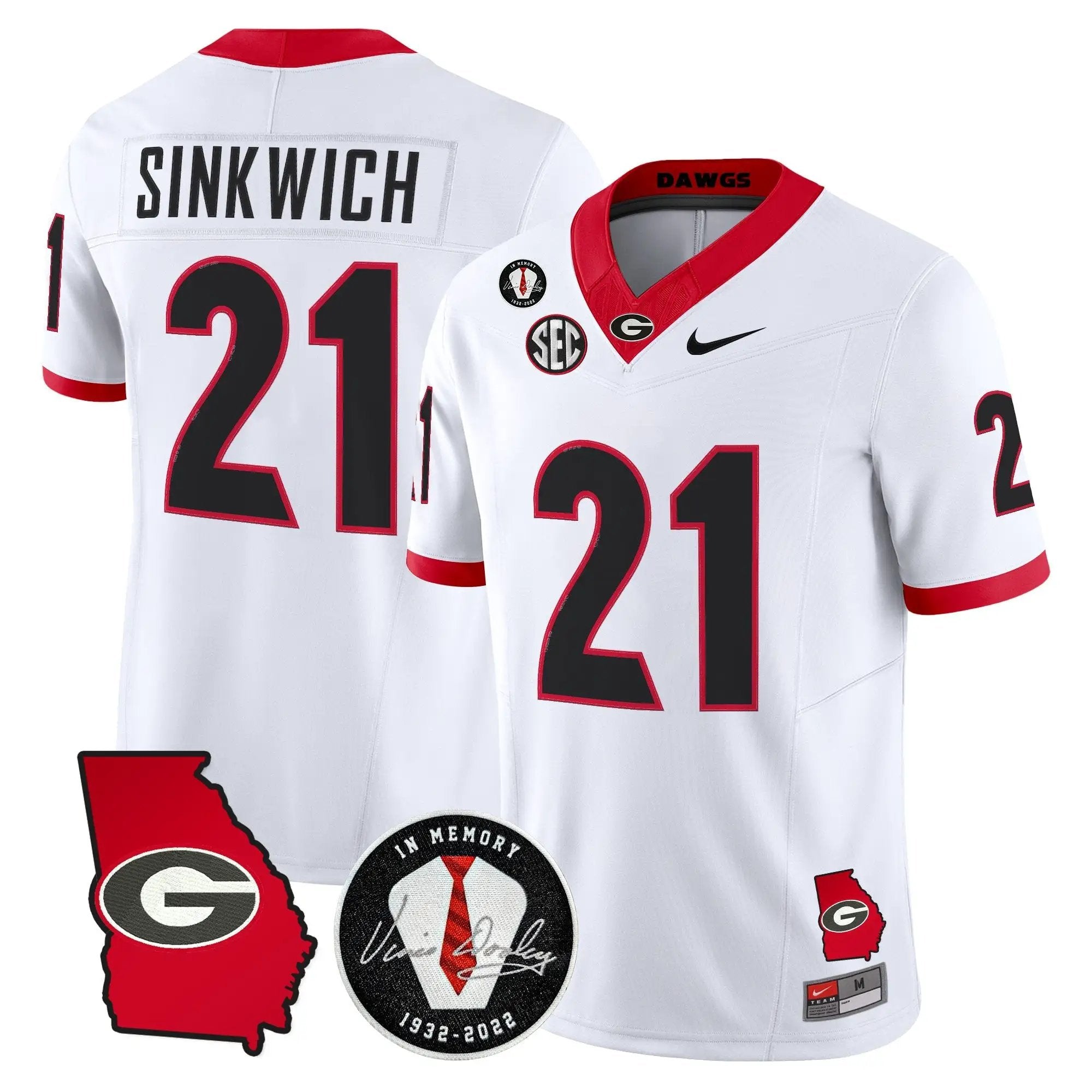 Georgia Bulldogs 2026 Georgia Map & Vince Dooley Patch Vapor Limited Jersey - Stitched by Digigearus
