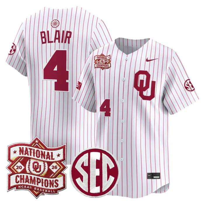 Alec Blair Jersey #4 Oklahoma 2026 National Champions Patch Stitched by My Store