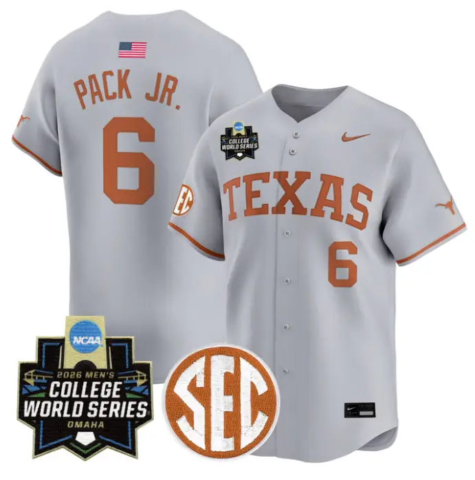 Anthony Pack Jr Jersey #6 Texas Longhorns 2026 World Series Vapor Stitched by My Store