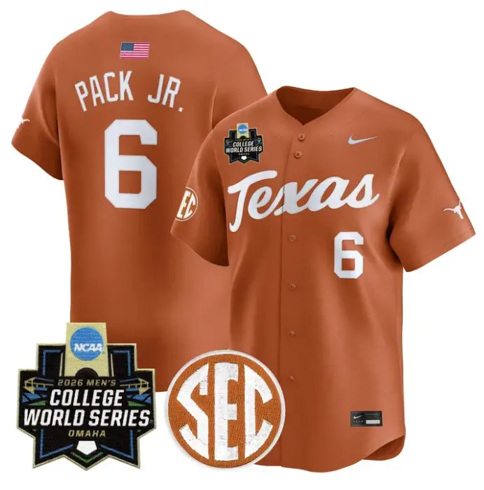 Anthony Pack Jr Jersey #6 Texas Longhorns 2026 World Series Vapor Stitched by My Store