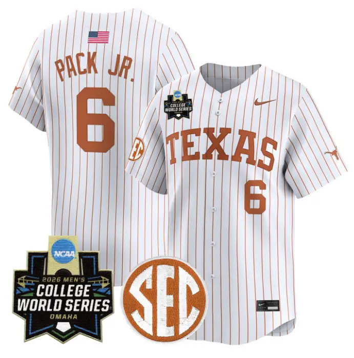 Anthony Pack Jr Jersey #6 Texas Longhorns 2026 World Series Vapor Stitched by My Store