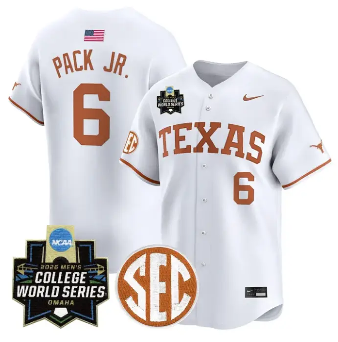 Anthony Pack Jr Jersey #6 Texas Longhorns 2026 World Series Vapor Stitched by My Store