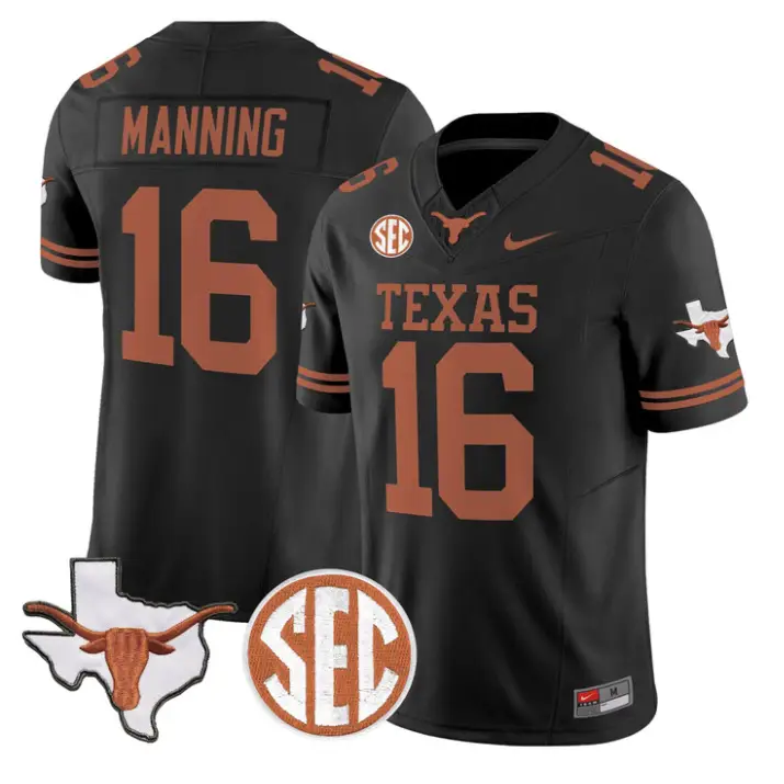 Arch Manning Jersey #16 Texas Longhorns 2026 SEC Patch Stitched by My Store NCAA Football Jerseys