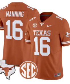 Arch Manning Jersey #16 Texas Longhorns 2026 SEC Patch Stitched by My Store NCAA Football Jerseys