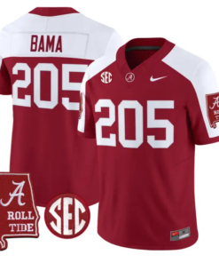 Bama Jersey #205 Alabama Crimson 2026 SEC Patch Stitched by My Store NCAA Football Jerseys