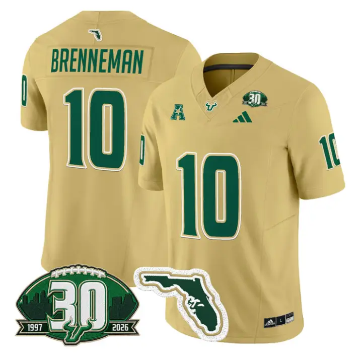 Brody Brenneman Jersey #10 South Florida Bulls 30th Patch Stitched by My Store NCAA Football Jerseys