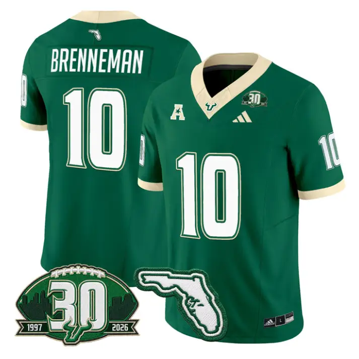 Brody Brenneman Jersey #10 South Florida Bulls 30th Patch Stitched by My Store NCAA Football Jerseys
