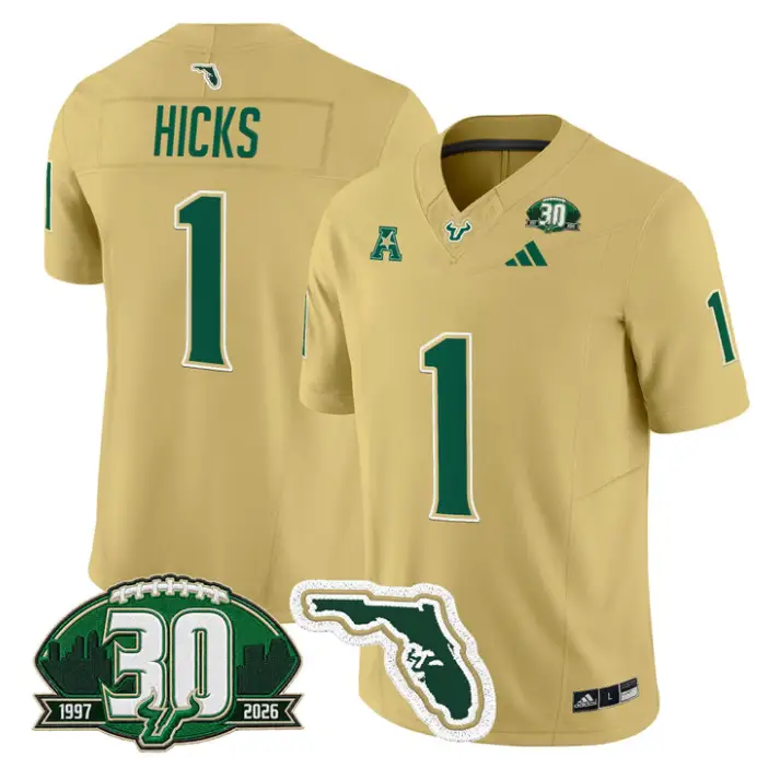 C.J. Hicks Jersey #1 South Florida Bulls 30th Patch Limited Stitched by My Store NCAA Football Jerseys