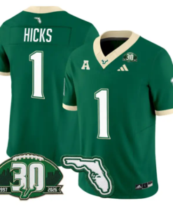 C.J. Hicks Jersey #1 South Florida Bulls 30th Patch Limited Stitched by My Store NCAA Football Jerseys