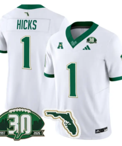 C.J. Hicks Jersey #1 South Florida Bulls 30th Patch Limited Stitched by My Store NCAA Football Jerseys