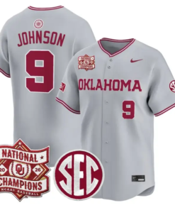 Camden Johnson Jersey #9 Oklahoma 2026 National Champions Patch Stitched by My Store