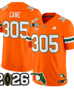 Cane Jersey #305 Miami Hurricanes 2026 CFP Final Patch Stitched by My Store NCAA Football Jerseys