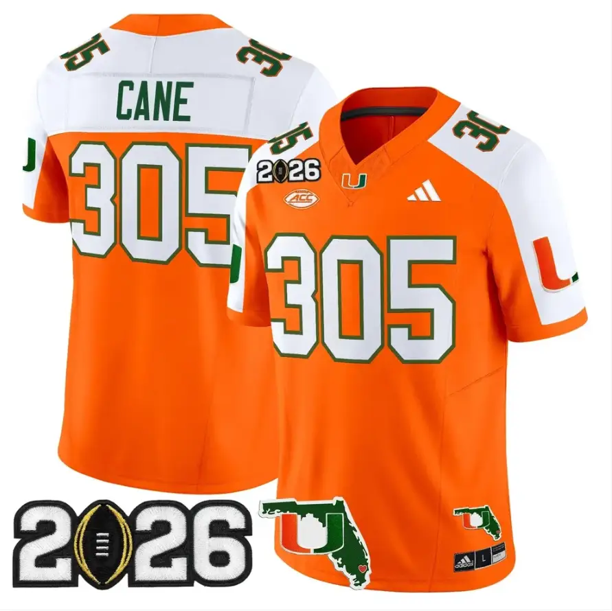 Cane Jersey #305 Miami Hurricanes 2026 CFP Final Patch Stitched by My Store NCAA Football Jerseys
