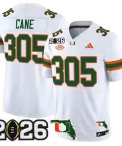 Cane Jersey #305 Miami Hurricanes 2026 CFP Final Patch Stitched by My Store NCAA Football Jerseys