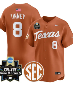 Carson Tinney Jersey #8 Texas Longhorns 2026 World Series Vapor Stitched by My Store