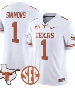 Colin Simmons Jersey #1 Texas Longhorns 2026 SEC Patch Stitched by My Store NCAA Football Jerseys
