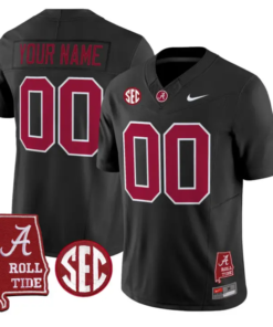 Custom Alabama Crimson Jersey 2026 Map and SEC Patch Stitched by My Store NCAA Football Jerseys