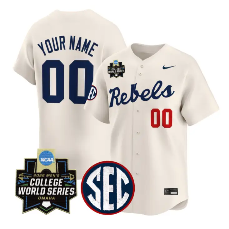 Custom Ole Miss Jersey 2026 World Series Vapor Premier Stitched by My Store