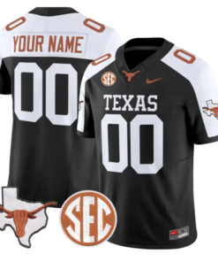 Custom Texas Longhorns Jersey 2026 Map and SEC Patch Stitched by My Store NCAA Football Jerseys