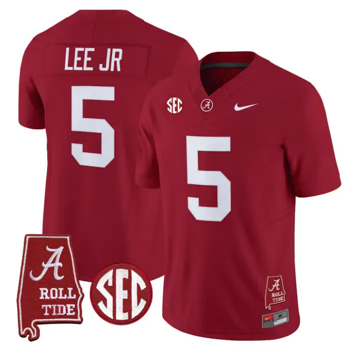 Dijon Lee Jr Jersey #0 Alabama Crimson 2026 SEC Patch Stitched by My Store NCAA Football Jerseys