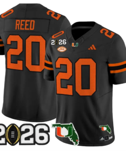 Ed Reed Jersey #20 Miami Hurricanes 2026 CFP Final Patch Stitched by My Store NCAA Football Jerseys