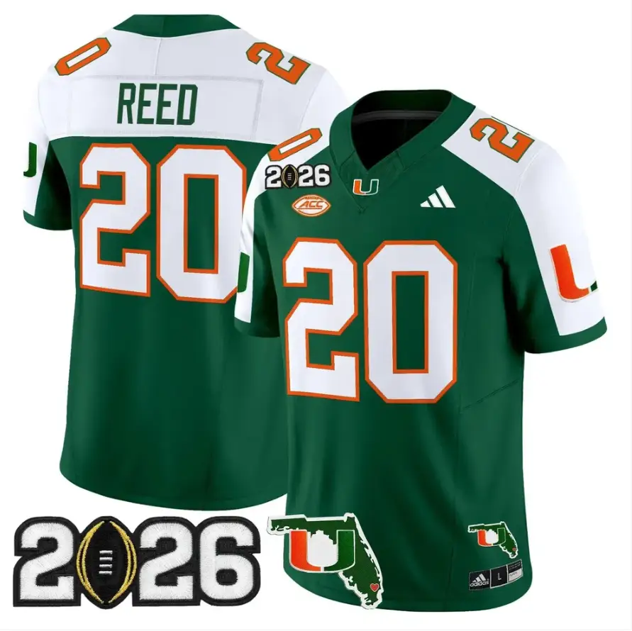Ed Reed Jersey #20 Miami Hurricanes 2026 CFP Final Patch Stitched by My Store NCAA Football Jerseys