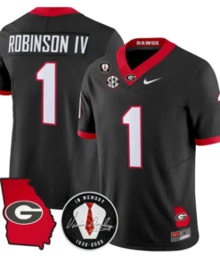 Ellis Robinson IV Jersey #1 Georgia Bulldogs 2026 Vince Dooley Stitched by My Store NCAA Football Jerseys