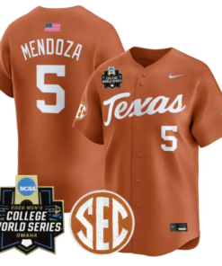 Ethan Mendoza Jersey #5 Texas Longhorns 2026 World Series Vapor Stitched by My Store
